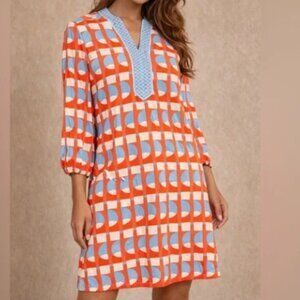 EUC! J. McLaughlin EMER Dress In Coral/Blue/Sand Size XL